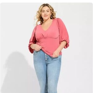 Women's Pink V-Neck Top